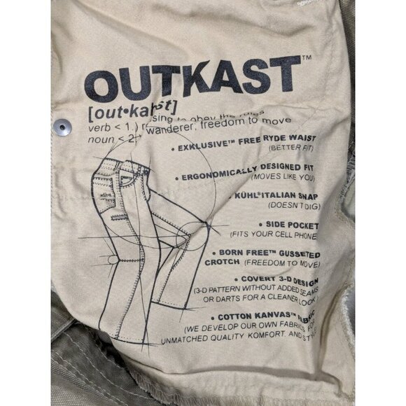 Kuhl Outkast Pants Mens 36x32 Vintage Patina Dye Casual Outdoor Greenish Beige - Picture 7 of 16